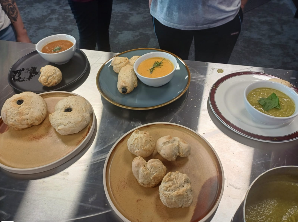 Bread and soup made by the participants of Evolve Care Group's catering training day