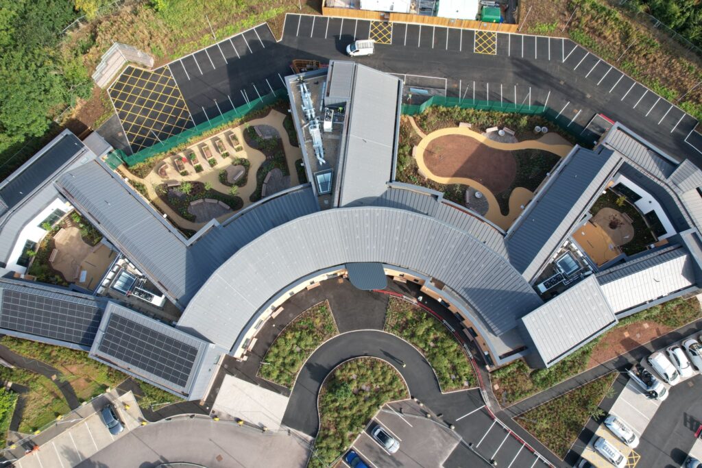 Aerial view Dorothy Pattison Hospital in Walsall, photo courtesy of Black Country Healthcare NHS Foundation Trust