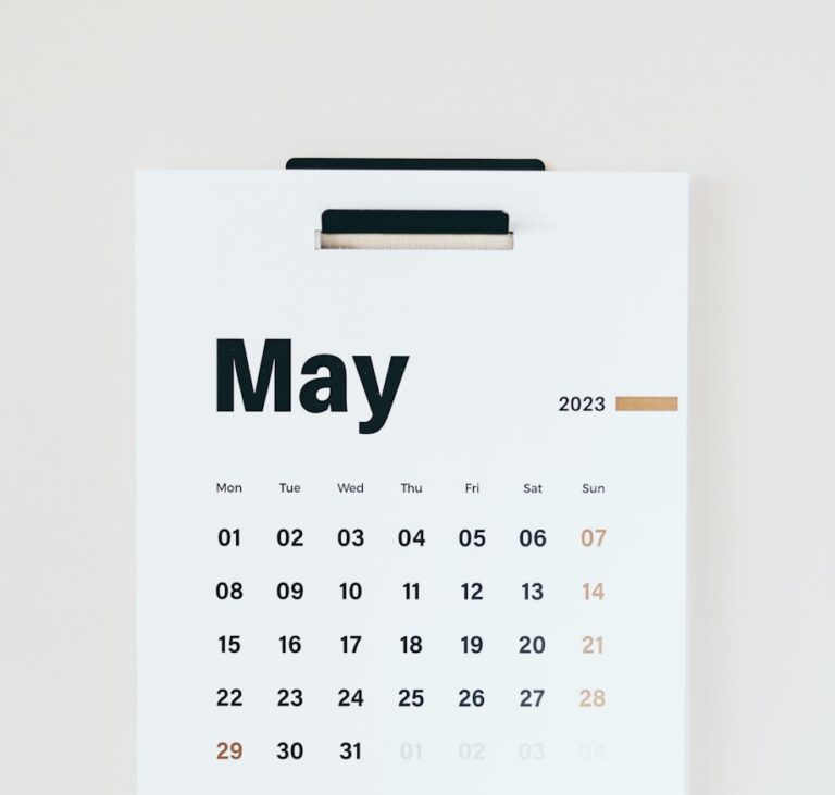 a calendar with the word may on it