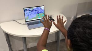 A student from Sybil Elgar School testing the MotionInput games, photo courtesy of National Autistic Society